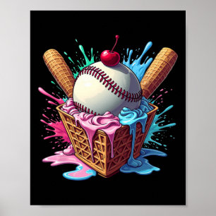 Bysebyll Home Plate Ice Cream Drip Fun Sports Love Poster
