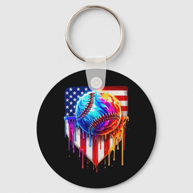 Bysebyll Ice Cream American Flag Drip  Keychain (Front)