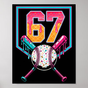Bysebyll Ice Cream Drip Number 67 Player 67th Birt Poster