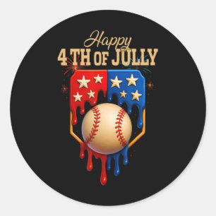 Bysebyll Ice Cream Dripping Patriotic Happy 4th Of Classic Round Sticker
