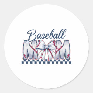 Bysebyll Mama Coquette Bow Game Day Bysebyll Mom M Classic Round Sticker