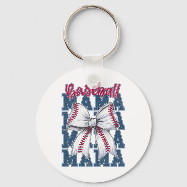 Bysebyll Mama Coquette Bow Game Day Bysebyll Mom M Keychain (Front)