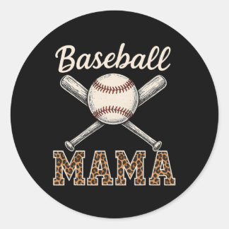 Bysebyll Mama Game Day Leopard Mom Mothers Day  Classic Round Sticker
