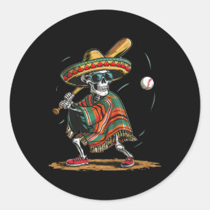 Bysebyll Skeleton Mexican Sombrero Cinco De Mayo 1 Classic Round Sticker