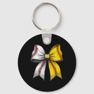 Bysebyll Softbyll Coquette Bow Game Day Heart Love Keychain