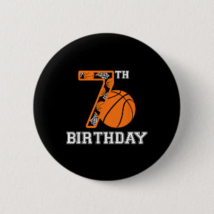 Bysketbyll Birthday 7th For Kids Boys Girls 7 Year 2 Inch Round Button