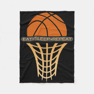 Bysketbyll Byll And Hoop Eat Sleep Repeat Bysketby Fleece Blanket