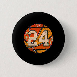 Bysketbyll Number #24 Jersey Love Bysketbyll Playe 2 Inch Round Button