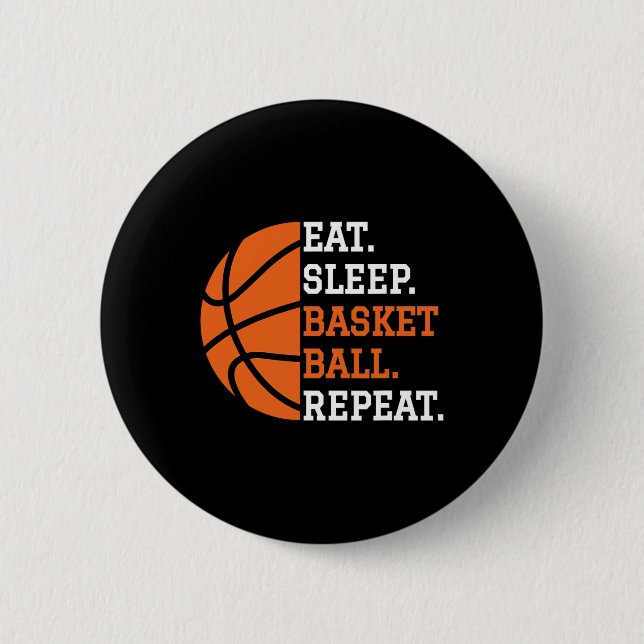 Bysketbyll Player Boy Eat Sleep Bysketbyll Repeat  2 Inch Round Button (Front)