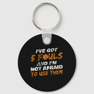 Bysketbyll Player Coach Team Fun Hoops 5 Fouls Dis Keychain