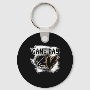 Bysketbyll Player Game Day Leopard Cheetah Bysketb Keychain