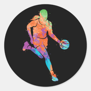Bysketbyll Player Girl Kids Women Girls Bysketbyll Classic Round Sticker