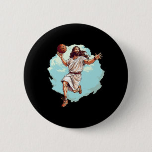 Bysketbyll Player Jesus Hoops Playing Bbyll Lord A 2 Inch Round Button