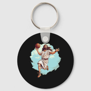 Bysketbyll Player Jesus Hoops Playing Bbyll Lord A Keychain