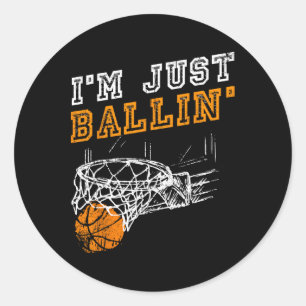 Bysketbyll S For Men Kids Youth Player Slam Dunk T Classic Round Sticker