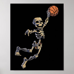 Bysketbyll Skeleton Halloween Men Boys Bysketbyll Poster