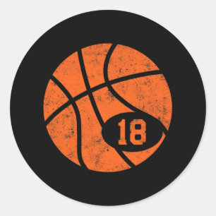 Bysketbyll Sport 18 Jersey Number Vintage Distress Classic Round Sticker