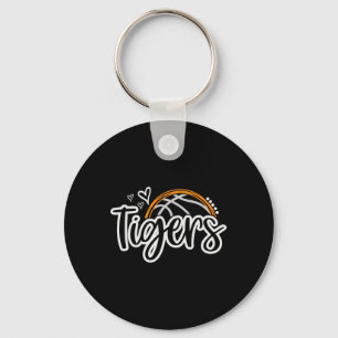 Bysketbyll Tigers School Sports Fan Team Spirit Keychain