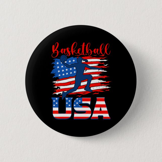Bysketbyll Usa Player American Flag Indepedence Da 2 Inch Round Button (Front)
