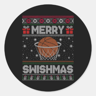 Bysketll Christmas Merry Swishmas Ugly Christmas S Classic Round Sticker