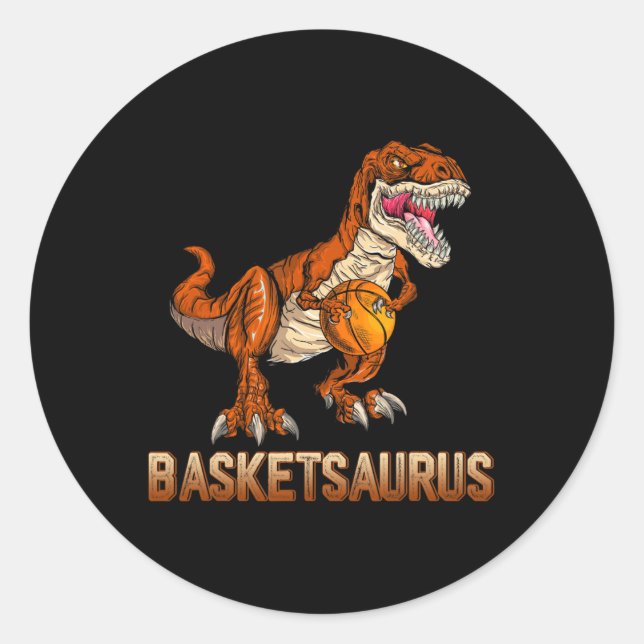 Bysketsaurus Dinosaur Byller T-rex Dino Playing By Classic Round Sticker (Front)
