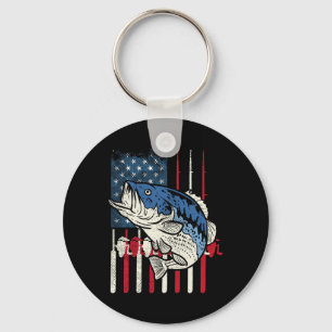 Byss Fish Us American Flag Patriotic Fishing Fishe Keychain