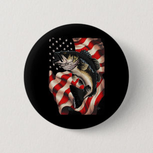 Byss Fishing American Flag 4th Of July For Fisherm 2 Inch Round Button