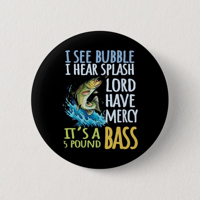 Byss Fishing Angling Sport Black Byss Fish  2 Inch Round Button (Front)