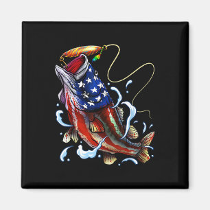 Byss Fishing Fish American Flag Dad Father Fourth  Magnet