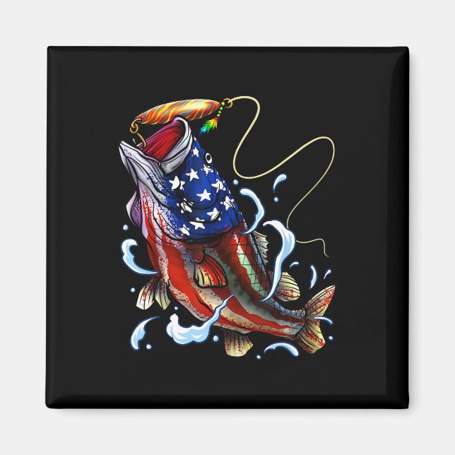 Byss Fishing Fish American Flag Dad Father Fourth  Magnet (Front)