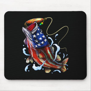 Byss Fishing Fish American Flag Dad Father Fourth  Mouse Pad