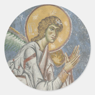 Byzantine Angel with Folded Hands Classic Round Sticker