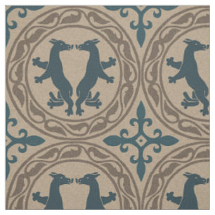 Byzantine Beasts Blue and Tan Fabric