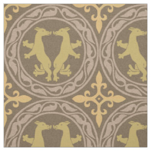 Byzantine Beasts Ochre and Brown Fabric