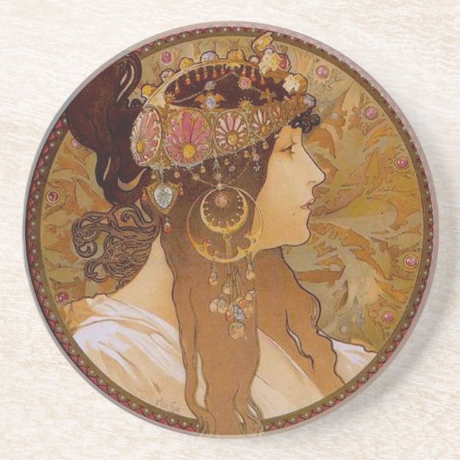 Byzantine Brunette, Mucha Coaster (Front)