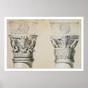 Byzantine capitals from columns in the nave of the poster