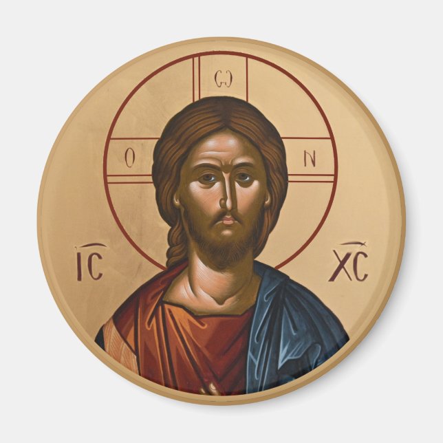 Byzantine Christian Orthodox Icons: Jesus Christ Magnet (Front)
