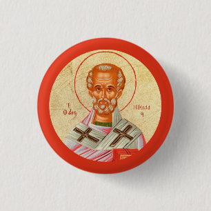 Byzantine Christian Orthodox Icons: St. Nickolas 1 Inch Round Button