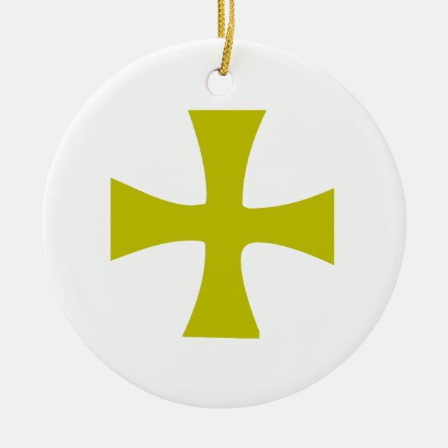 Byzantine Cross of Gold Ceramic Ornament (Front)