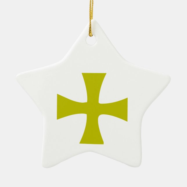 Byzantine Cross of Gold Ceramic Ornament (Front)