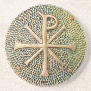 Byzantine cross symbol metal medallion history anc coaster