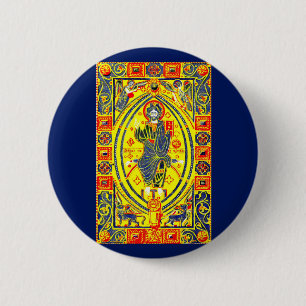 Byzantine folk art Jesus 2 Inch Round Button