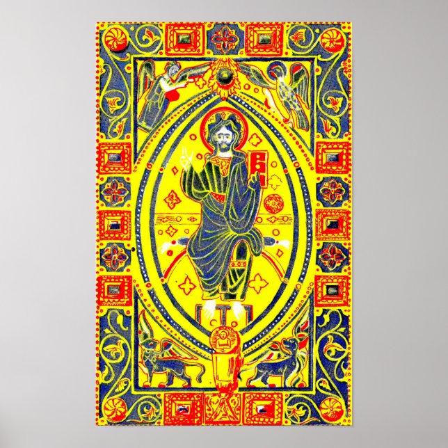 Byzantine folk art Jesus Poster (Front)