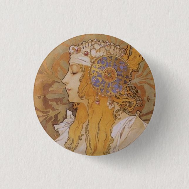 Byzantine Head: Blonde 1 Inch Round Button (Front)