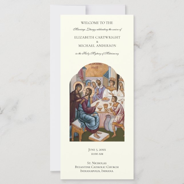 Byzantine Orthodox Catholic Wedding Program  (Front)