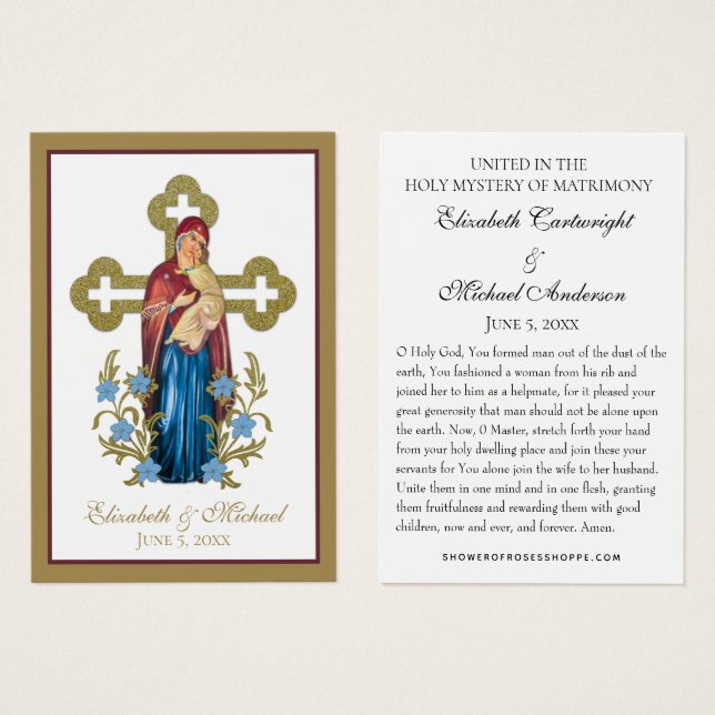 Byzantine Orthodox Eastern Rite Wedding Holy Cards (Front & Back)