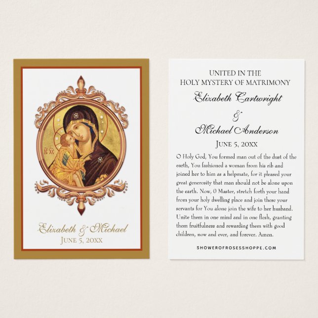 Byzantine Orthodox Eastern Rite Wedding Holy Cards (Front & Back)