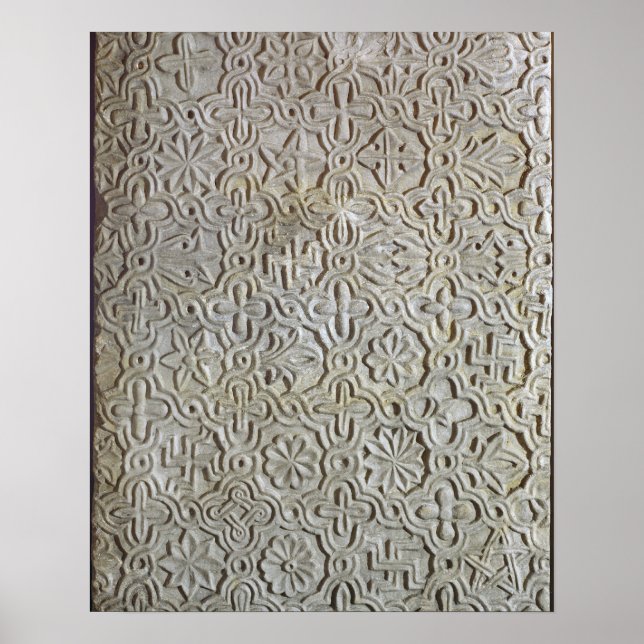 Byzantine slab with cruciform decoration, 12th-14t poster (Front)