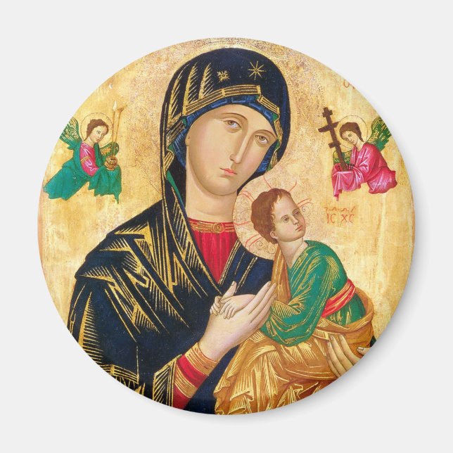 Byzantine Virgin Mary and Child Icon Christmas Magnet (Front)