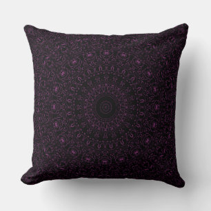 Byzantium Purple Mandala with Intricate Symmetry Throw Pillow